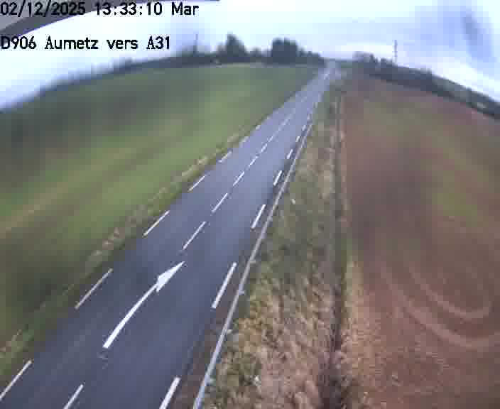 Webcam sur la D906 à Aumetz, juste après la fin de la D16. Vue orientée vers A30