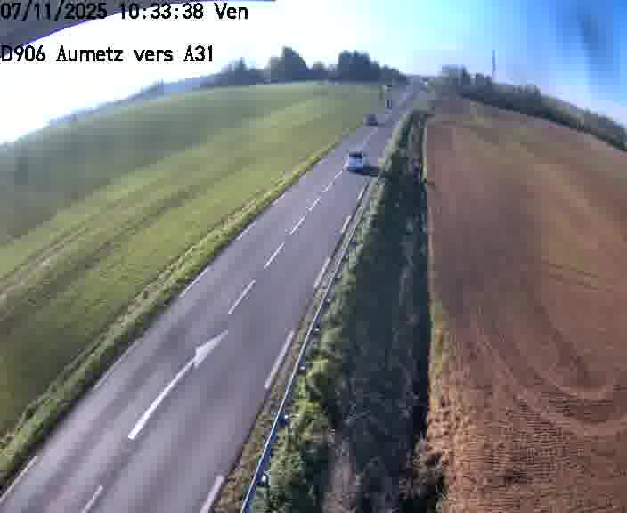 Webcam sur la D906 à Aumetz, juste après la fin de la D16. Vue orientée vers A30