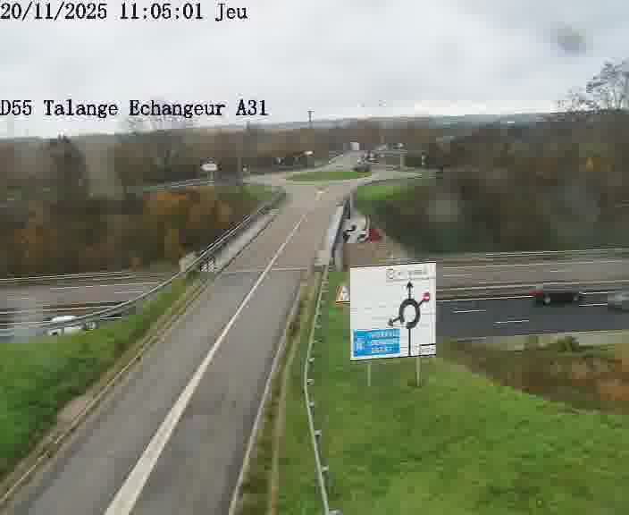 <h2>Webcam sur la D55 à Talange au niveau du pont surplombant l'A31 (sens droite-gauche vers Luxembourg). Vue orientée vers Ay-sur-Moselle.</h2>