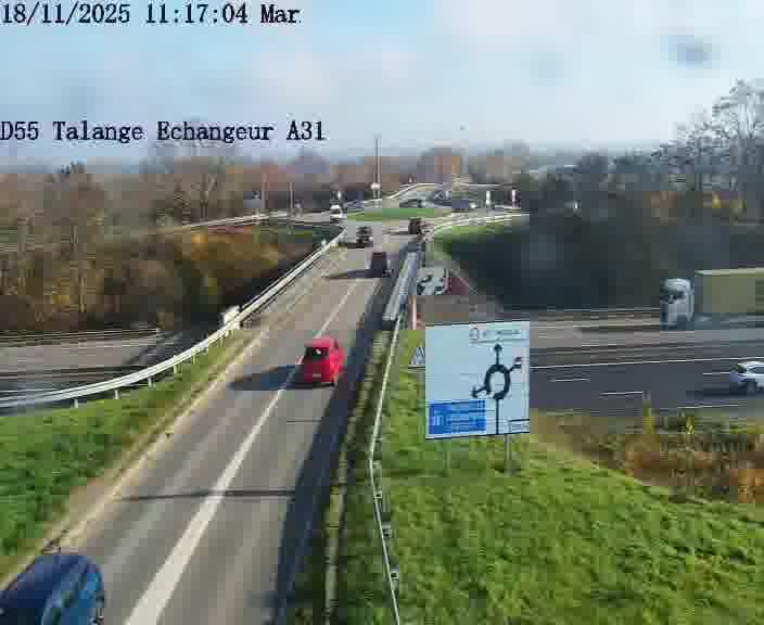 <h2>Webcam sur la D55 à Talange au niveau du pont surplombant l'A31 (sens droite-gauche vers Luxembourg). Vue orientée vers Ay-sur-Moselle.</h2>