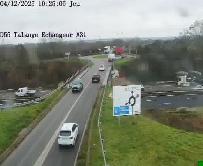 <h2>Webcam sur la D55 à Talange au niveau du pont surplombant l'A31 (sens droite-gauche vers Luxembourg). Vue orientée vers Ay-sur-Moselle.</h2>