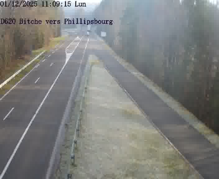 <h2>Webcam sur la D620, sur le contournement de Bitche. Vue orientée vers Philippsbourg</h2>