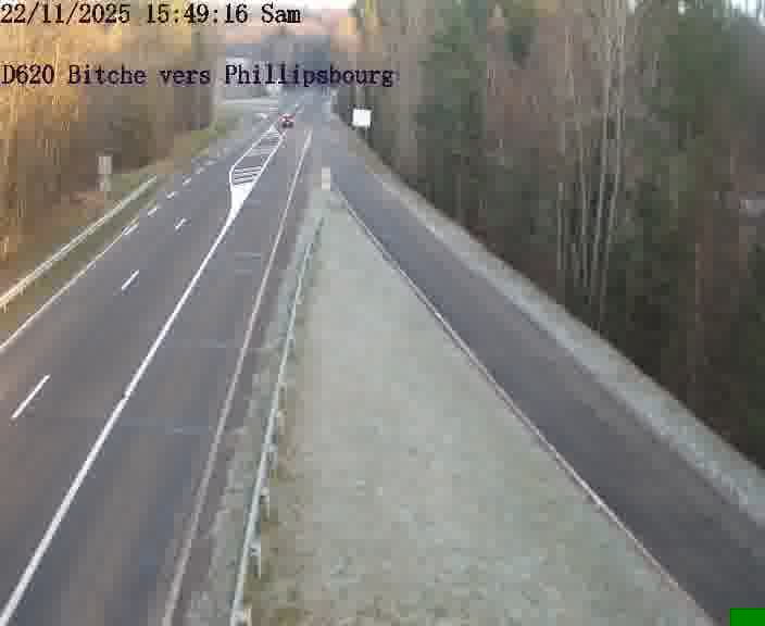 <h2>Webcam sur la D620, sur le contournement de Bitche. Vue orientée vers Philippsbourg</h2>