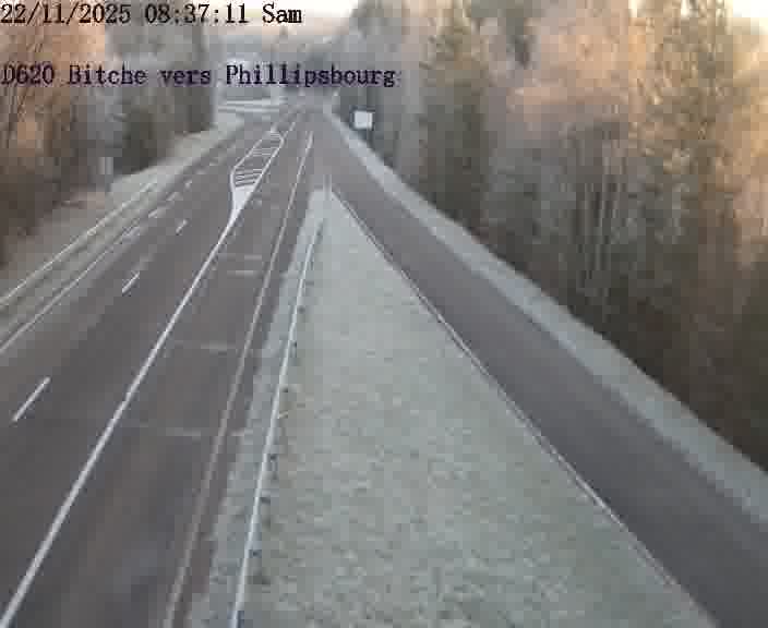 <h2>Webcam sur la D620, sur le contournement de Bitche. Vue orientée vers Philippsbourg</h2>