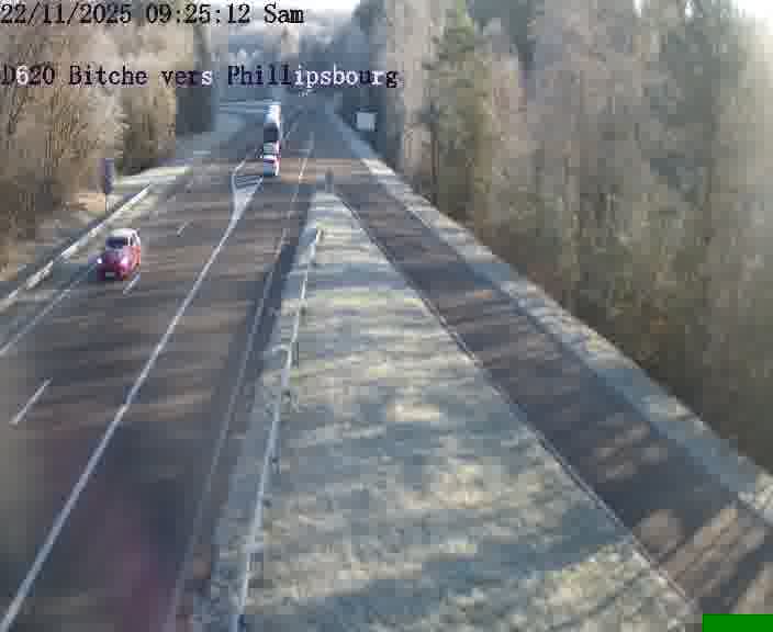 <h2>Webcam sur la D620, sur le contournement de Bitche. Vue orientée vers Philippsbourg</h2>