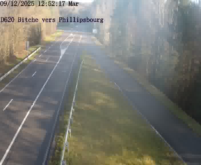 <h2>Webcam sur la D620, sur le contournement de Bitche. Vue orientée vers Philippsbourg</h2>