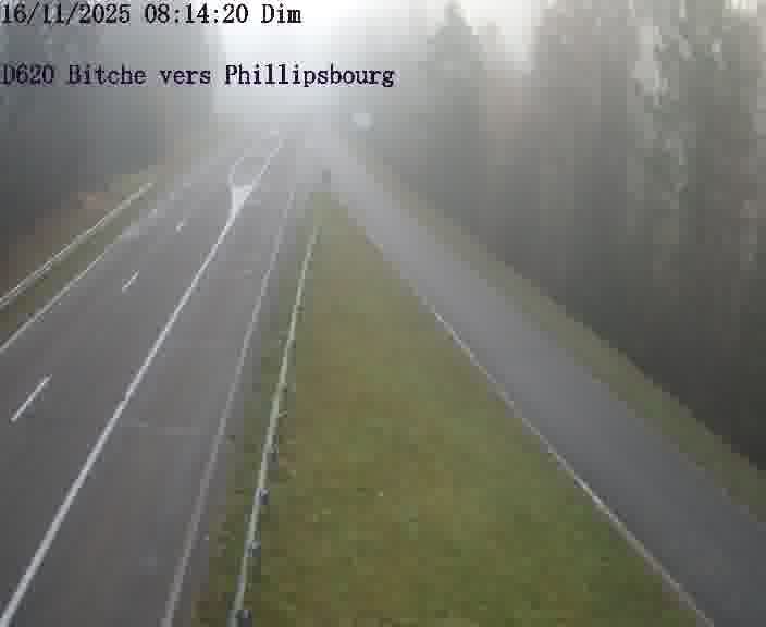 <h2>Webcam sur la D620, sur le contournement de Bitche. Vue orientée vers Philippsbourg</h2>