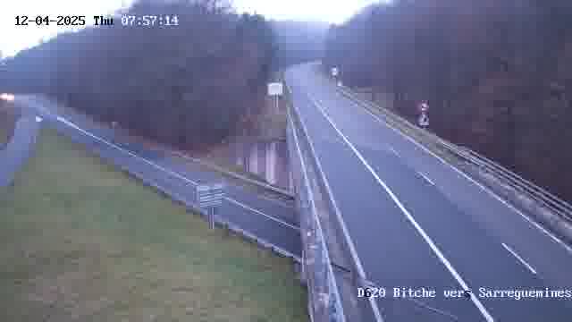 <h2>Webcam sur la D620, sur le contournement de Bitche. Vue orientée vers Sarreguemines</h2>