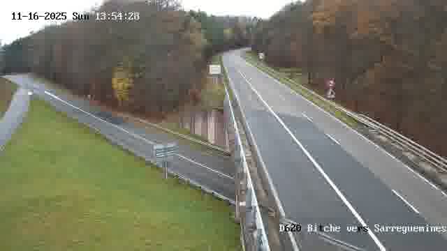<h2>Webcam sur la D620, sur le contournement de Bitche. Vue orientée vers Sarreguemines</h2>