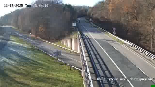 <h2>Webcam sur la D620, sur le contournement de Bitche. Vue orientée vers Sarreguemines</h2>