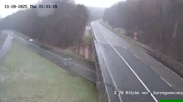 <h2>Webcam sur la D620, sur le contournement de Bitche. Vue orientée vers Sarreguemines</h2>