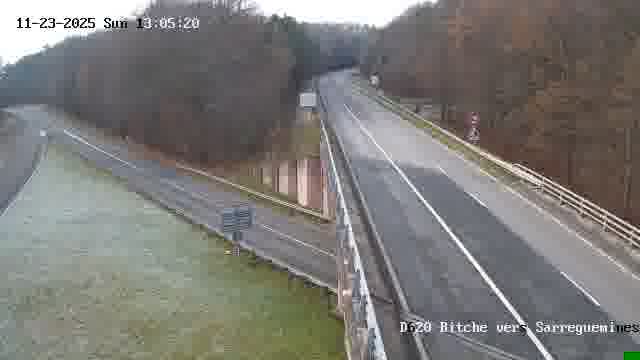 <h2>Webcam sur la D620, sur le contournement de Bitche. Vue orientée vers Sarreguemines</h2>