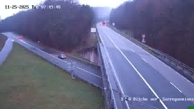 <h2>Webcam sur la D620, sur le contournement de Bitche. Vue orientée vers Sarreguemines</h2>