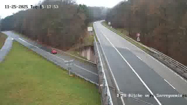 <h2>Webcam sur la D620, sur le contournement de Bitche. Vue orientée vers Sarreguemines</h2>