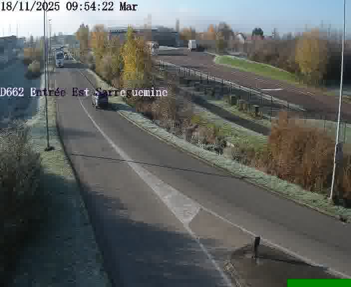 <h2>Point de vue trafic déployé sur D662 (France) à Sarreguemines, regardant vers Sarreguemines, aidant conducteurs et services à anticiper les flux.</h2>
