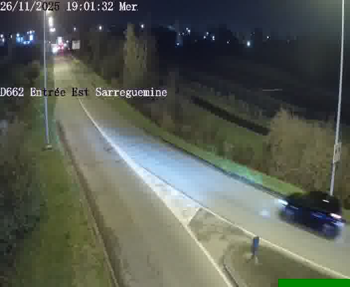 <h2>Point de vue trafic déployé sur D662 (France) à Sarreguemines, regardant vers Sarreguemines, aidant conducteurs et services à anticiper les flux.</h2>