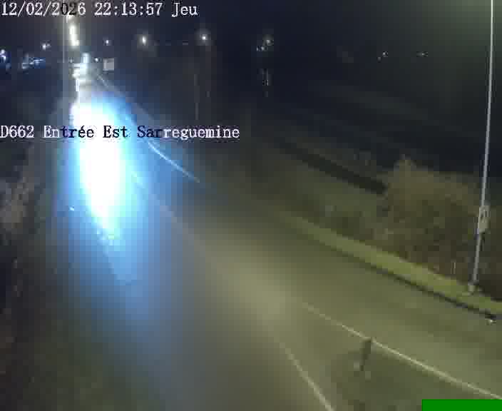 Point de vue trafic déployé sur D662 (France) à Sarreguemines, regardant vers Sarreguemines, aidant conducteurs et services à anticiper les flux.