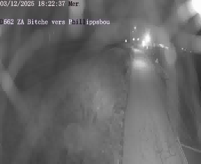 <h2>Caméra de trafic sur D662 (France) à Bitche, orientée vers Phillippsbourg, permettant d’évaluer fluidité, incidents et densité automobile.</h2>
