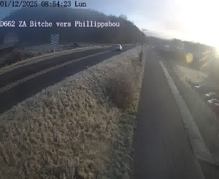 <h2>Caméra de trafic sur D662 (France) à Bitche, orientée vers Phillippsbourg, permettant d’évaluer fluidité, incidents et densité automobile.</h2>
