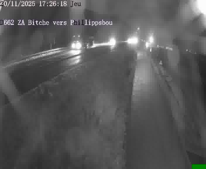 <h2>Caméra de trafic sur D662 (France) à Bitche, orientée vers Phillippsbourg, permettant d’évaluer fluidité, incidents et densité automobile.</h2>
