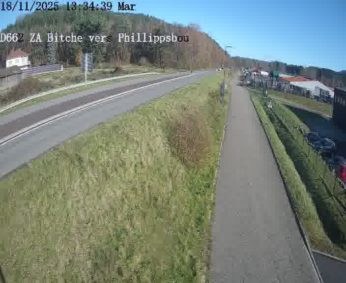 <h2>Caméra de trafic sur D662 (France) à Bitche, orientée vers Phillippsbourg, permettant d’évaluer fluidité, incidents et densité automobile.</h2>
