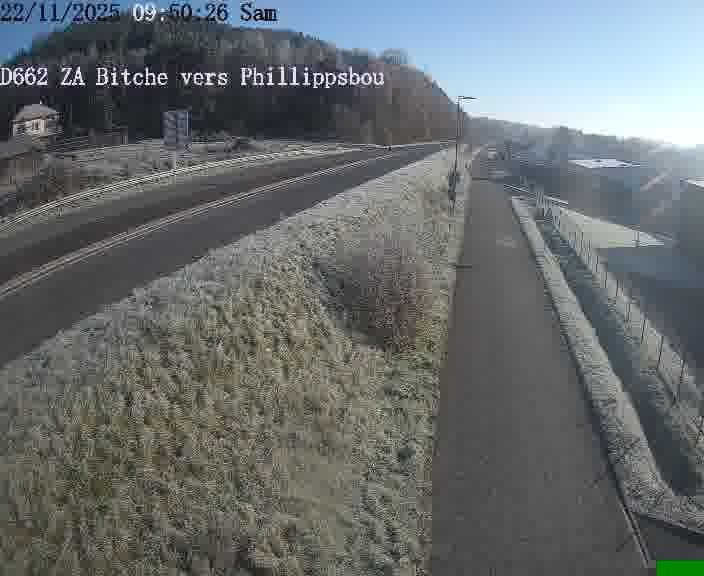 <h2>Caméra de trafic sur D662 (France) à Bitche, orientée vers Phillippsbourg, permettant d’évaluer fluidité, incidents et densité automobile.</h2>