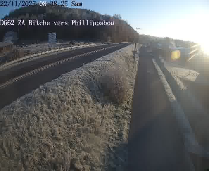 <h2>Caméra de trafic sur D662 (France) à Bitche, orientée vers Phillippsbourg, permettant d’évaluer fluidité, incidents et densité automobile.</h2>