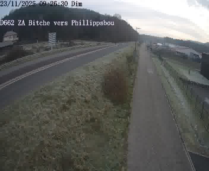 <h2>Caméra de trafic sur D662 (France) à Bitche, orientée vers Phillippsbourg, permettant d’évaluer fluidité, incidents et densité automobile.</h2>