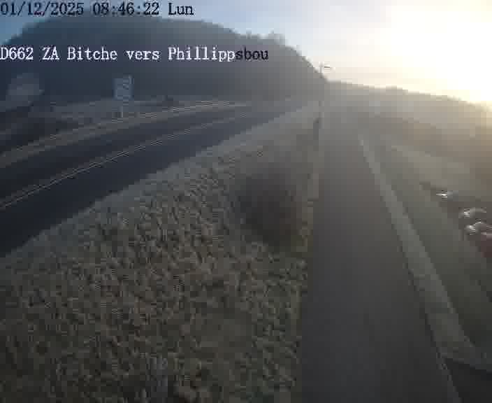 <h2>Caméra de trafic sur D662 (France) à Bitche, orientée vers Phillippsbourg, permettant d’évaluer fluidité, incidents et densité automobile.</h2>