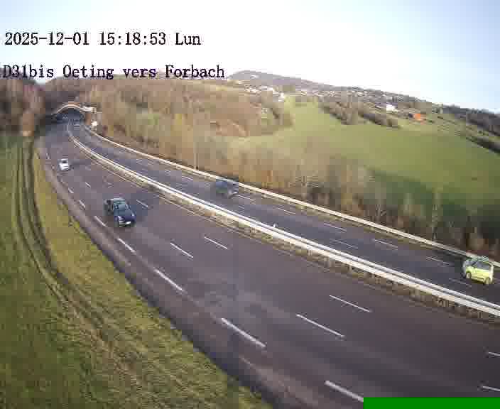 <h2>Caméra routière située sur D31bis (France) à Oeting, orientée vers Forbach, surveillant en continu la circulation locale et régionale.</h2>