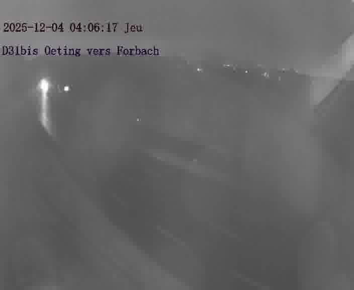 <h2>Caméra routière située sur D31bis (France) à Oeting, orientée vers Forbach, surveillant en continu la circulation locale et régionale.</h2>