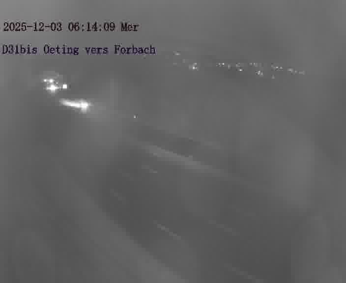 <h2>Caméra routière située sur D31bis (France) à Oeting, orientée vers Forbach, surveillant en continu la circulation locale et régionale.</h2>