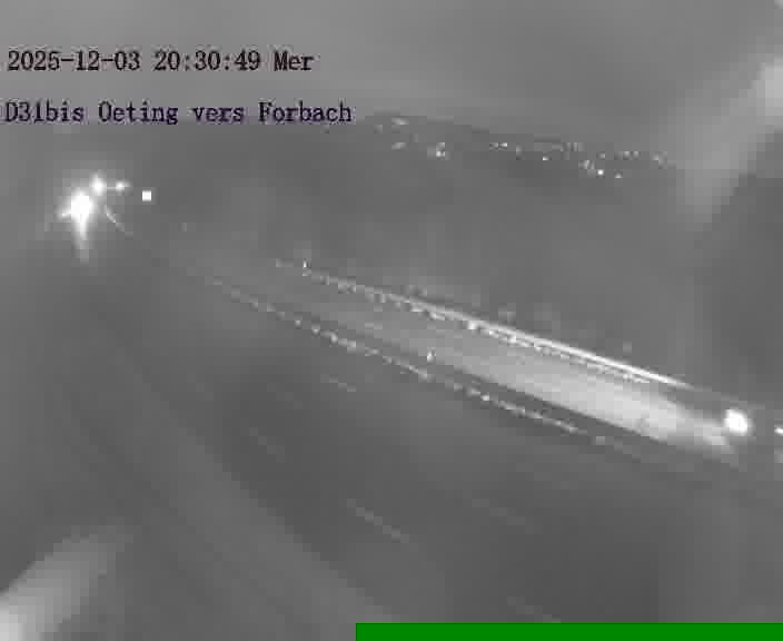 <h2>Caméra routière située sur D31bis (France) à Oeting, orientée vers Forbach, surveillant en continu la circulation locale et régionale.</h2>
