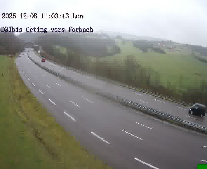 <h2>Caméra routière située sur D31bis (France) à Oeting, orientée vers Forbach, surveillant en continu la circulation locale et régionale.</h2>