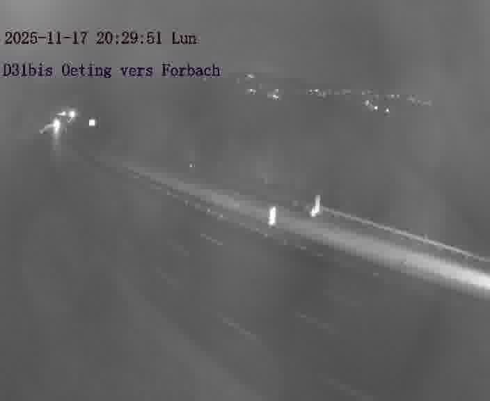 <h2>Caméra routière située sur D31bis (France) à Oeting, orientée vers Forbach, surveillant en continu la circulation locale et régionale.</h2>