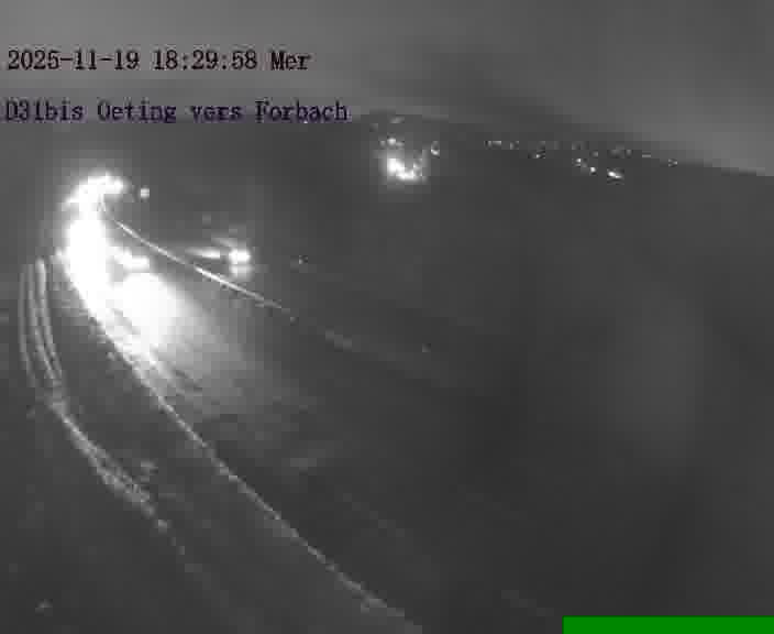 <h2>Caméra routière située sur D31bis (France) à Oeting, orientée vers Forbach, surveillant en continu la circulation locale et régionale.</h2>