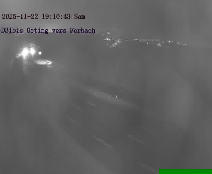 <h2>Caméra routière située sur D31bis (France) à Oeting, orientée vers Forbach, surveillant en continu la circulation locale et régionale.</h2>