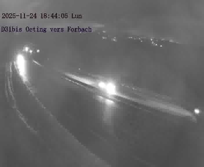 <h2>Caméra routière située sur D31bis (France) à Oeting, orientée vers Forbach, surveillant en continu la circulation locale et régionale.</h2>