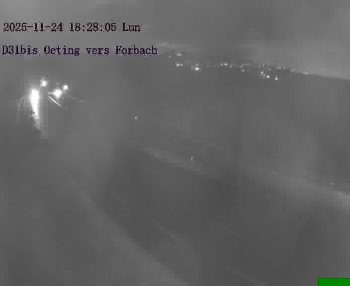 <h2>Caméra routière située sur D31bis (France) à Oeting, orientée vers Forbach, surveillant en continu la circulation locale et régionale.</h2>