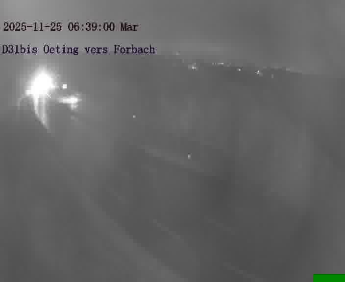 <h2>Caméra routière située sur D31bis (France) à Oeting, orientée vers Forbach, surveillant en continu la circulation locale et régionale.</h2>