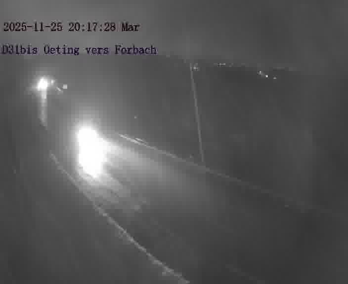 <h2>Caméra routière située sur D31bis (France) à Oeting, orientée vers Forbach, surveillant en continu la circulation locale et régionale.</h2>