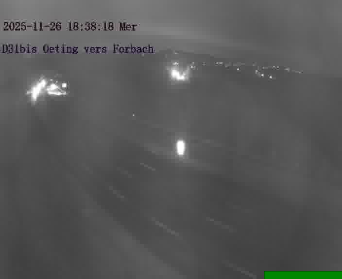 <h2>Caméra routière située sur D31bis (France) à Oeting, orientée vers Forbach, surveillant en continu la circulation locale et régionale.</h2>