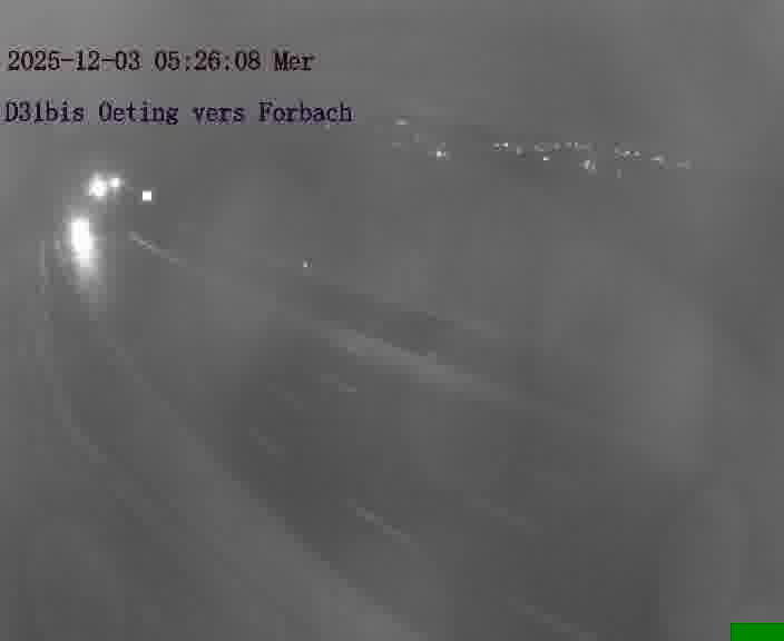 <h2>Caméra routière située sur D31bis (France) à Oeting, orientée vers Forbach, surveillant en continu la circulation locale et régionale.</h2>