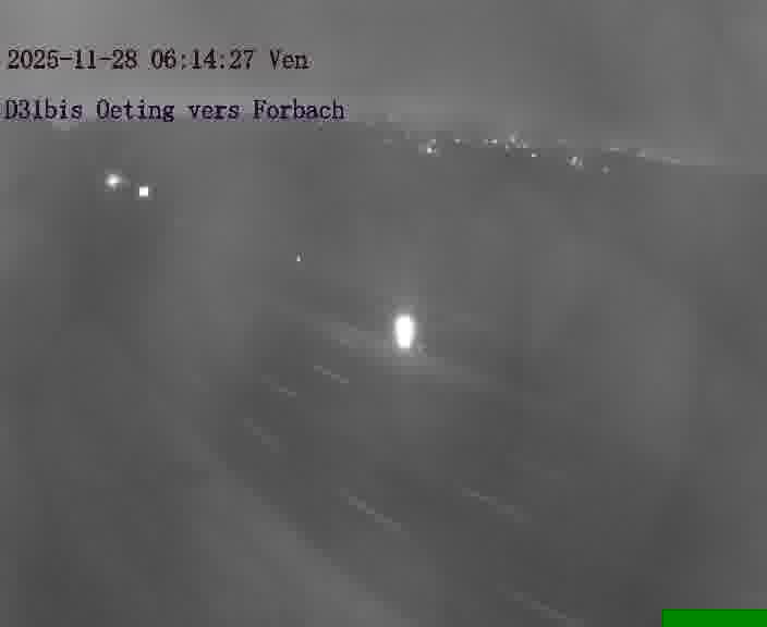 <h2>Caméra routière située sur D31bis (France) à Oeting, orientée vers Forbach, surveillant en continu la circulation locale et régionale.</h2>