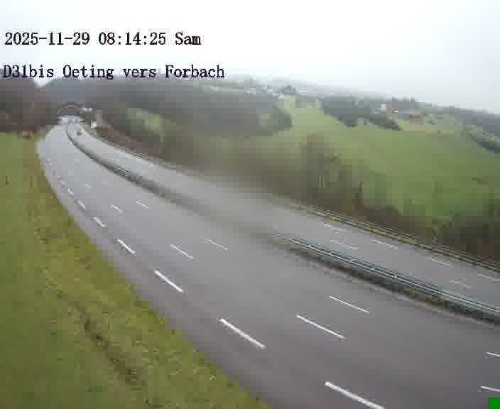 <h2>Caméra routière située sur D31bis (France) à Oeting, orientée vers Forbach, surveillant en continu la circulation locale et régionale.</h2>