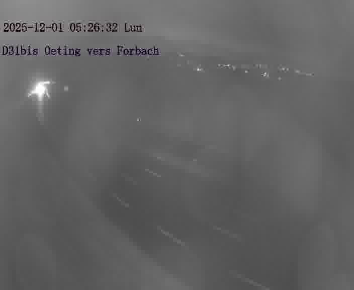 <h2>Caméra routière située sur D31bis (France) à Oeting, orientée vers Forbach, surveillant en continu la circulation locale et régionale.</h2>