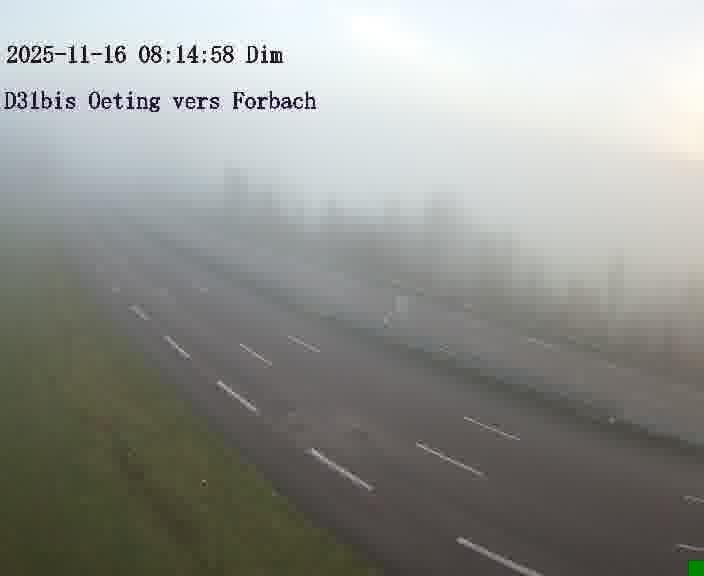 <h2>Caméra routière située sur D31bis (France) à Oeting, orientée vers Forbach, surveillant en continu la circulation locale et régionale.</h2>