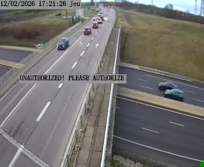 Caméra de trafic sur D1 (France) à Argancy, orientée vers Thionville, permettant d’évaluer fluidité, incidents et densité automobile.