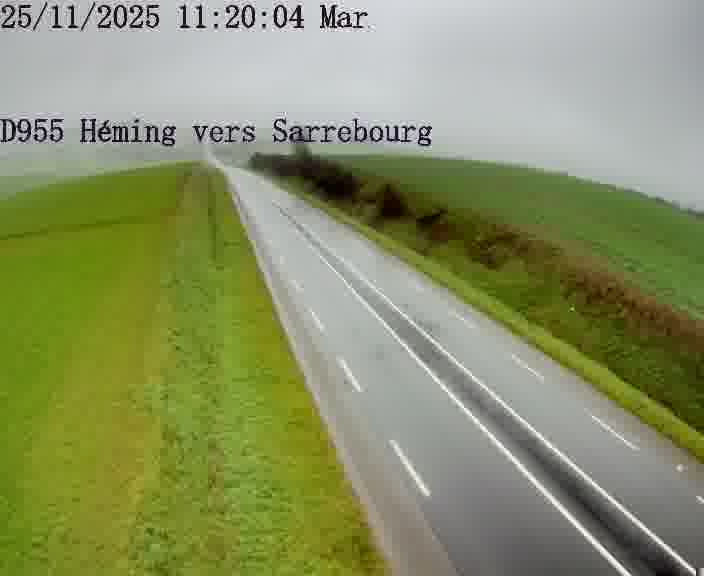 <h2>Caméra routière située sur D955 (France) à Heming, orientée vers Sarrebourg, surveillant en continu la circulation locale et régionale.</h2>