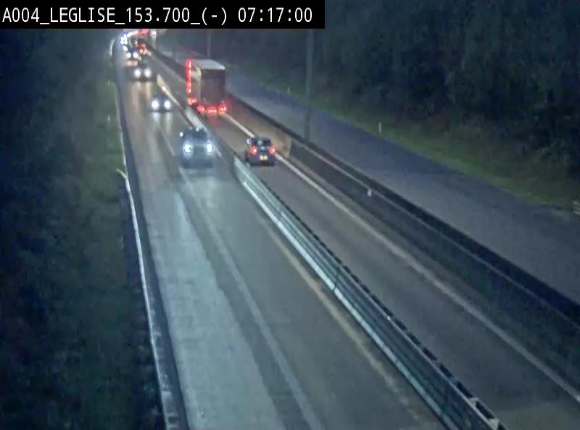<h2>Webcam autoroute A4 (E411-E25) à Léglise, avant la jonction avec la N40. Vue orientée vers Bruxelles</h2>